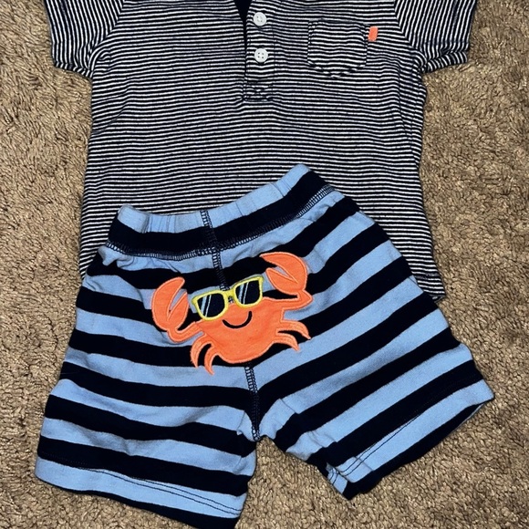 Carter’s Baby Boy 2 Piece Bundle Combo Crab Shorts & Striped Shirt 9-12 Months - Picture 5 of 8
